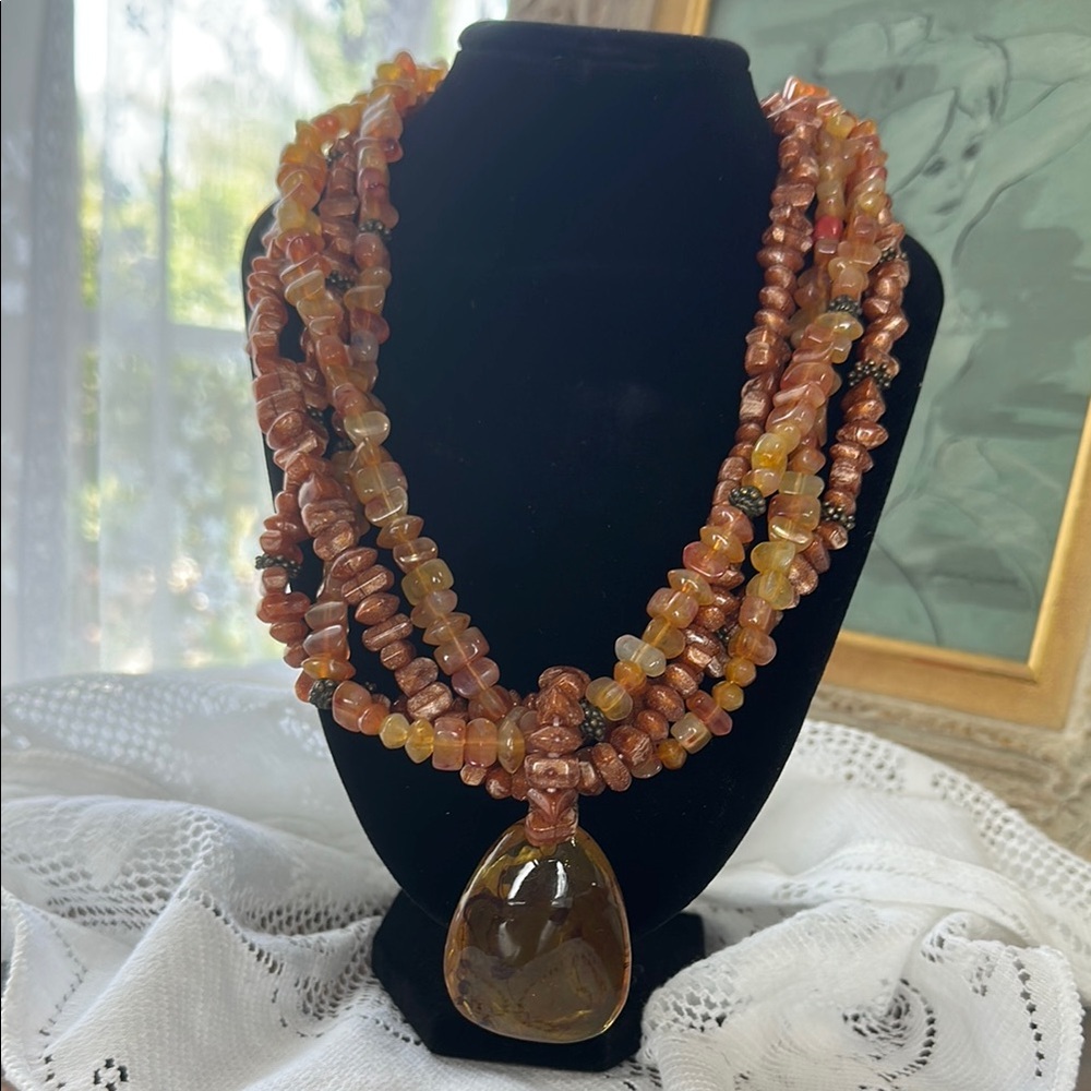 Elegant Multi-Strand Brown Necklace